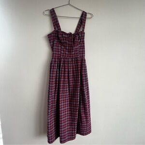 Free People Burgundy Plaid Midi Dress